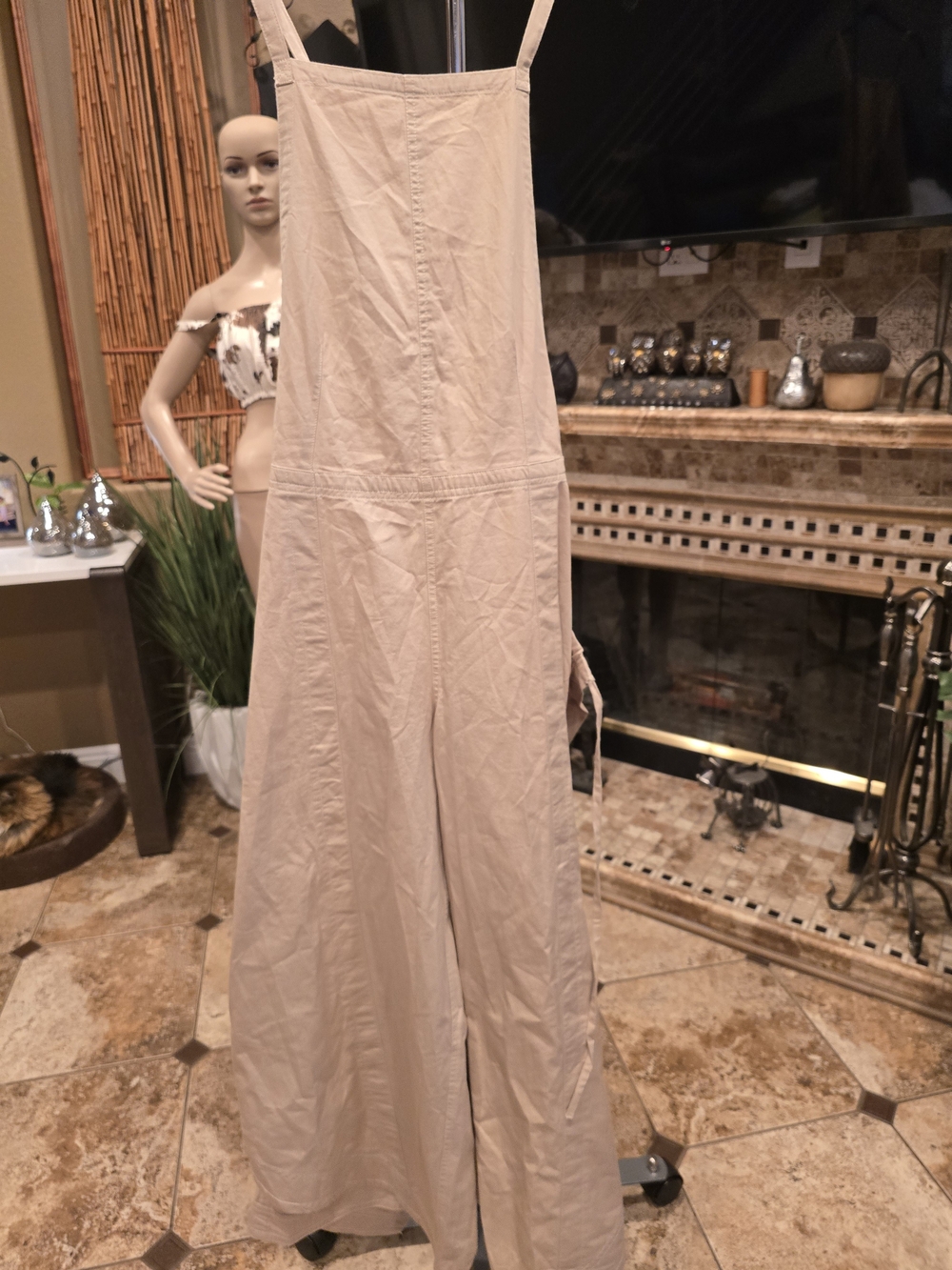 Vista Apron Jumpsuit In Tan By Free People - Picture 4 of 11